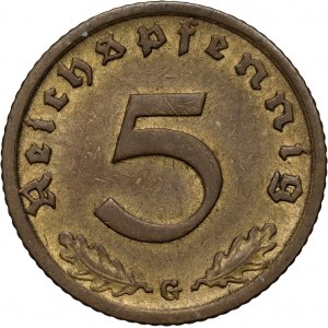 Germany, Third Reich, 5 Pfennig 1936 G, Karlsruhe