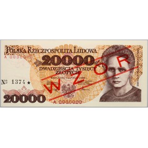 PRL, 20000 złotych 1.02.1989, WZÓR, No. 1374, seria A