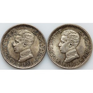 Spain, Alfonso XIII, coin set 50 Centimos 1904, (2 pieces)