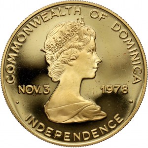 Dominica, Elizabeth II, 300 Dollars 1979 CHI, Valcambi SA, Balerna, John Paul II