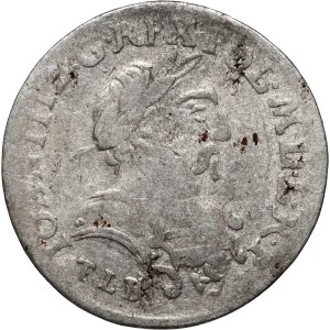 Jan III Sobieski, szóstak 1681 TLB, Kraków, litera C pod tarczami