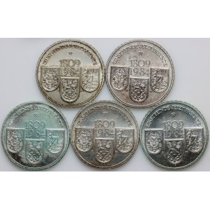 Austria, set of silver medals from 1984, (5 pieces)
