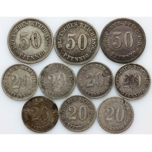 Germany, Wilhelm I, set of coins from 1874-1877, (10 pieces)