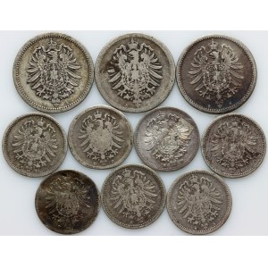 Germany, Wilhelm I, set of coins from 1874-1877, (10 pieces)