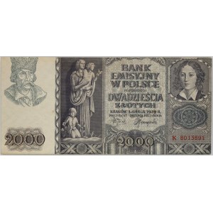 Generalne Gubernatorstwo, 2000 złotych 1.03.19Z9, seria K, Fałszertswo