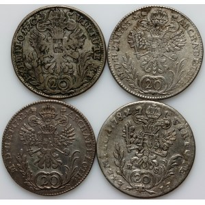Austria, Joseph II, set of 20 Kreuzers coins from 1770-1783, (4 pieces)