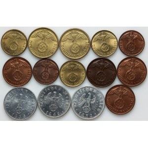 Germany, Third Reich, set of coins from 1938-1941, (14 pieces)