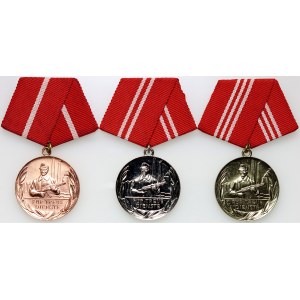 Germany, GDR, full set of medals for loyal service in working class combat groups, (3 pieces)