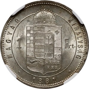 Hungary, Franz Joseph I, Forint 1881 KB, Kremnica