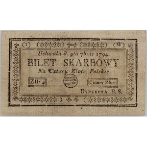 Kosciuszko Insurrection, 4 Polish zlotys 4.09.1794, series (1)(W)