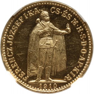 Hungary, Franz Joseph I, 10 Korona 1910 KB, Kremnitz