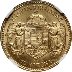 Hungary, Franz Joseph I, 10 Korona 1910 KB, Kremnitz