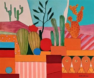 Michal Ostaniewicz, Cacti and two blue balls, 2024