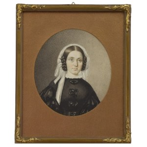 Painter unspecified, 19th / 20th century, Portrait of a woman in a bonnet - miniature