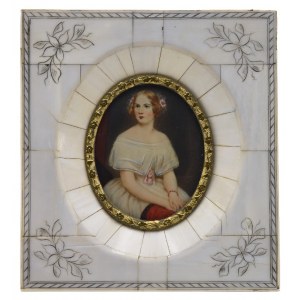 Painter unspecified, 20th Century, Portrait of a woman - Jeanne Lind - miniature