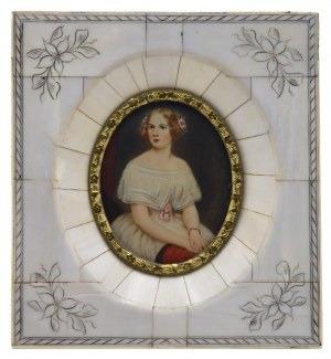 Painter unspecified, 20th Century, Portrait of a woman - Jeanne Lind - miniature