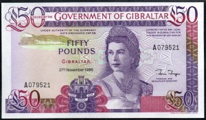 Gibraltar. Vláda Gibraltaru 50 liber 1986