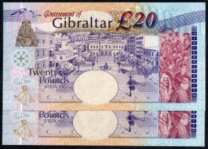 Gibilterra. Governo di Gibilterra 20 sterline 2004 coppia consecutiva