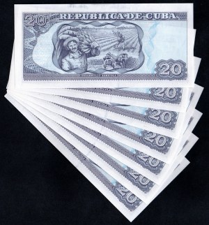 Cuba. 20 Pesos 2015 Lot de 7 pièces consécutives UNC