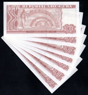 Cuba. 100 Pesos 2023 Lot de 7 pièces consécutives UNC