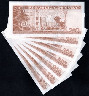 Cuba. 200 Pesos 2023 Lot de 7 pièces consécutives UNC