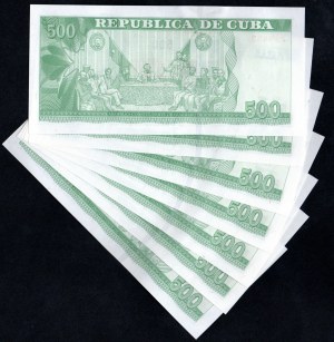 Cuba. 500 Pesos 2023 Lot of 7 Consecutive Pieces UNC