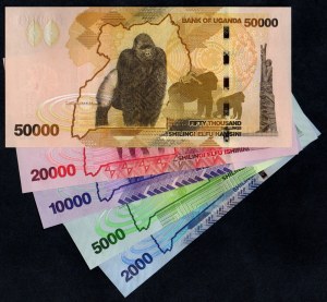Uganda. Set of 2000 5000 10000 20000 & 50000 Shillings 2010-2022