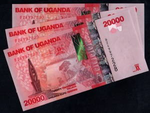 Uganda. 20000 Shillings 2022 3 Consecutive Pieces