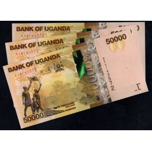 Uganda. 50000 Shillings 2022 3 Consecutive Pieces