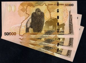 Uganda. 50000 Shillings 2022 3 Consecutive Pieces