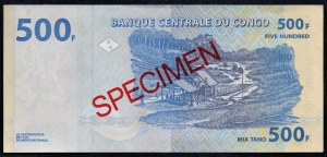 Kongo. 500 franků 2002 Vzorek