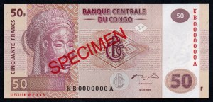 Congo. 50 Francs 2007 Spécimen