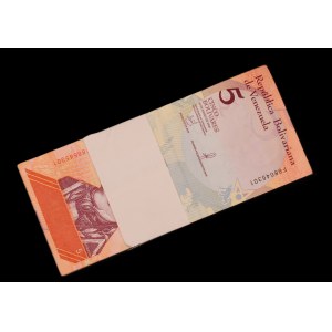 Venezuela. 5 Bolivares Soberanos 2018 Bundle of 100 Uncirculated Pieces