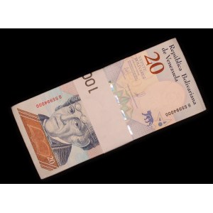 Venezuela. 20 Bolivares Soberanos 2018 Bundle of 100 Uncirculated Pieces