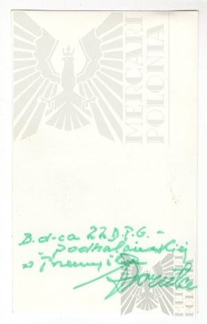II RP / PRL - 22. horská pešia divízia - fotografia s originálnym autogramom veliteľa - generála Mieczysława Borutu-Spiechowicza (tlač podpísaná po vojne)