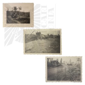 Set di tre foto di campi di battaglia della Seconda Guerra Mondiale - Carri armati distrutti