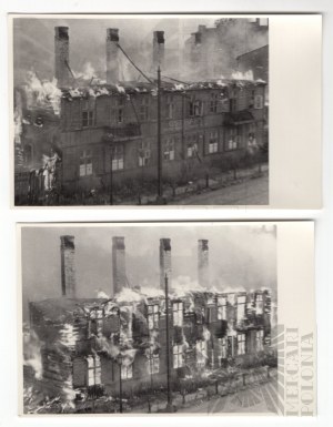 Okupace - Hořící budovy Varšava 1939 (?) - Polní nemocnice Varšava východní nádraží