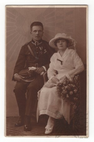 Second Republic Polish Army Photo Lieutenant Stanclik With Wife September 8, 1921.