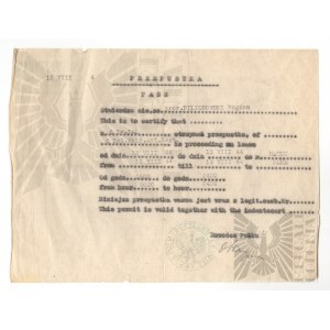 PSZnZ Przepustka 1944 rok. Rzym - 6 Pułk Artylerii Lekkiej - Pilichowski Bogdan