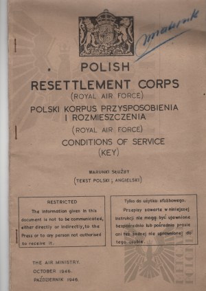 PSZnZ Zeszyt Polski Korpus Przysposobienia i Rozmieszczenia Royal Air Force