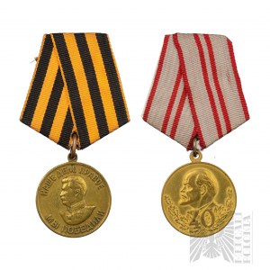 ZSSR - Súbor medailí k 40. výročiu Červenej armády a medaila za víťazstvo nad Nemeckom