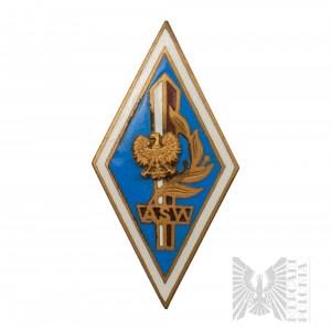 PRL Badge of the Academy of Internal Affairs Together with Legitimation - Victor Filipek - Rarity