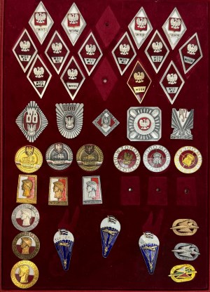 République populaire de Pologne - Set de badges - Album de badges WP 37 pièces