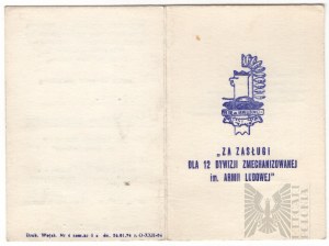 Gedenkmedaille der Volksrepublik Polen Legitimationskarte der 12. Mechanisierten Division, benannt nach der Volksarmee