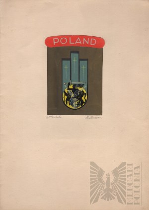 PSZnZ Project of Uninducted Infantry Badge - Composition of Coats of Arms of Warsaw, Vilnius Lviv