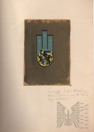 PSZnZ Project of Uninducted Infantry Badge - Composition of Coats of Arms of Warsaw, Vilnius Lviv