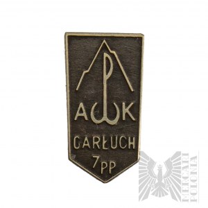 III RP AK Home Army badge of 7 PP AK Garłuch - Execution, A. Panasiuk