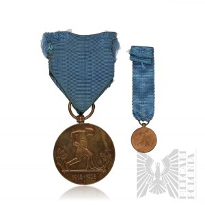 II RP Medal Dziesięciolecia Odzyskania Niepodległości “ Oracz ” - Komplet z Miniaturką
