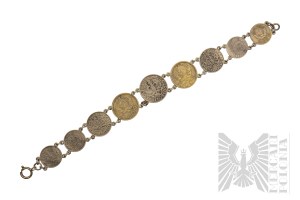 II RP Bracelet patriotique composé de pièces de monnaie et de copies polonaises
