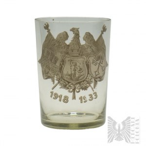 II RP Patriotyczna Polska Szklanica - 15 Lat Odzyskania Niepodległości (Kraków Warszawa Poznań)